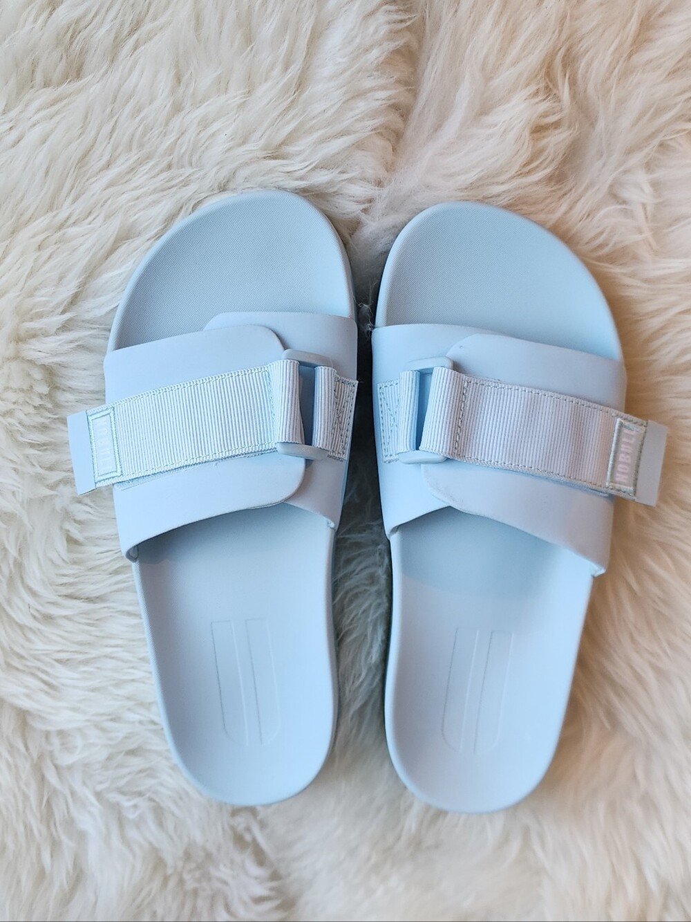 NOBULL Light Blue Slide Sandals with Adjustable Strap - Women's